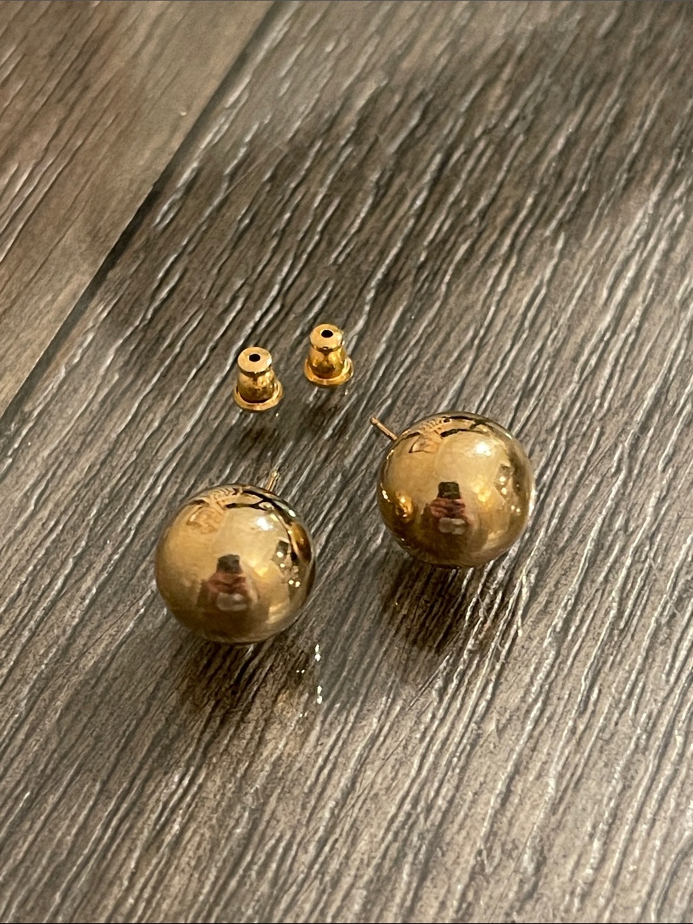 Rare Vintage Golden Ball Stud Earrings with 14k Gold Posts